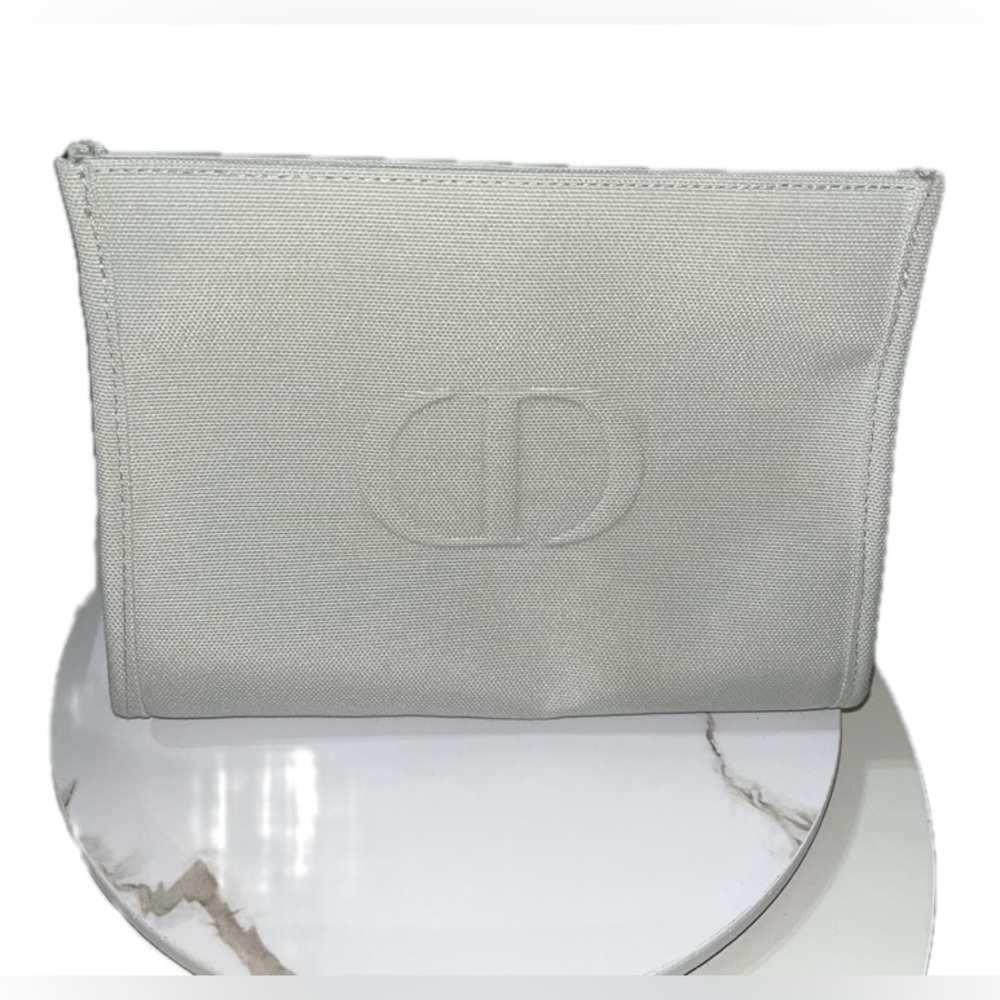 Dior Beauty Gray Trousse Canvas Pouch Cosmetic Makeup Bag